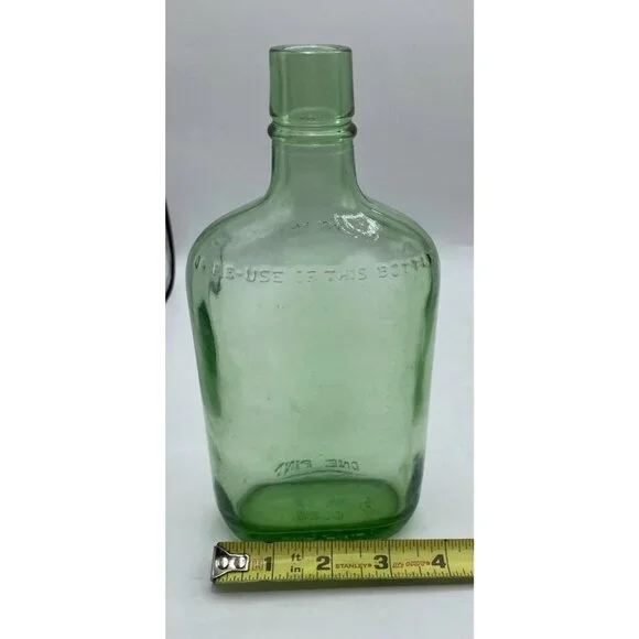Vintage Green Glass Bottle One 1 Pint Federal Law Forbids Sale Or Reuse Flask - Picture 7 of 9